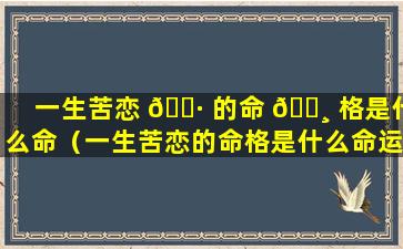 一生苦恋 🕷 的命 🕸 格是什么命（一生苦恋的命格是什么命运）